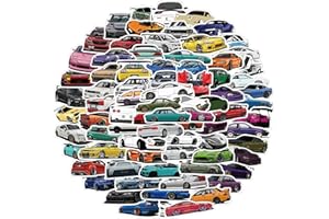 100pcs JDM Car Stickers, Racing Sports Car Stickers Water Bottle Laptop Guitar Skateboard Scrapbooking, Vinyl Waterproof Suns