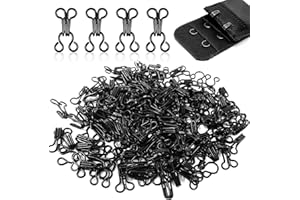 Hooks and Eyes Sewing, Bra Hooks Replacement, Hooks and Eyes Clasps for Clothing, Bra, Trousers, Skirt (200 Pcs, Black)