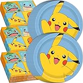 Unique 32 Pack Pokemon Plates and Napkins - Pokemon Birthday Party Decorations - 32 Plates and 32 Napkins - Party Supplies - Officially Licensed