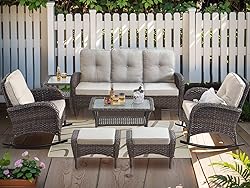 HUMMUH 7-Piece Outdoor Patio Furniture PE Wicker