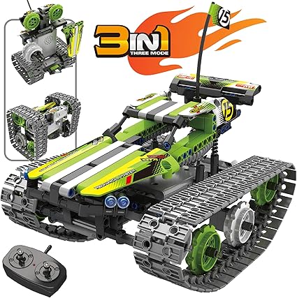 Amazon.com: STEM Toys Juegos de construcción de control remoto para niños de 8 a 12 años, kit de ingeniería 3 en 1 de control remoto que construye coche/robot/tanque rastreado. Juego de juguetes