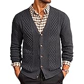 Runcati Mens Cardigan Sweater Casual V Neck Cable Knitted Cardigans Button Down Winter Chunky Sweaters with Pockets
