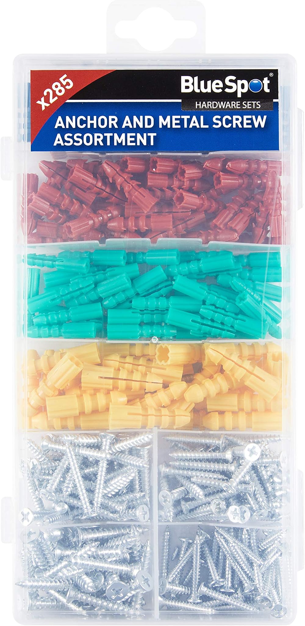 Blue Spot Tools 285pc Anchor & Metal Screw Assortment Kit -