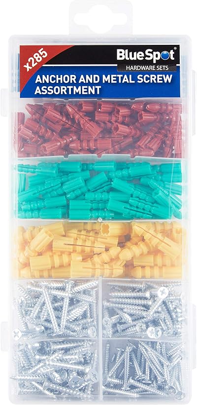 Blue Spot Tools 285pc Anchor & Metal Screw Assortment Kit -