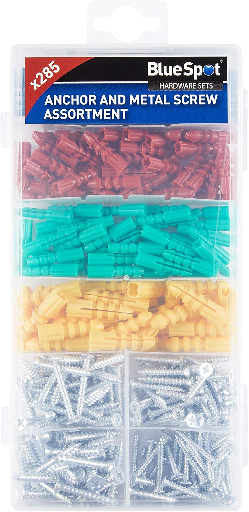 Blue Spot Tools 285pc Anchor & Metal Screw Assortment Kit -