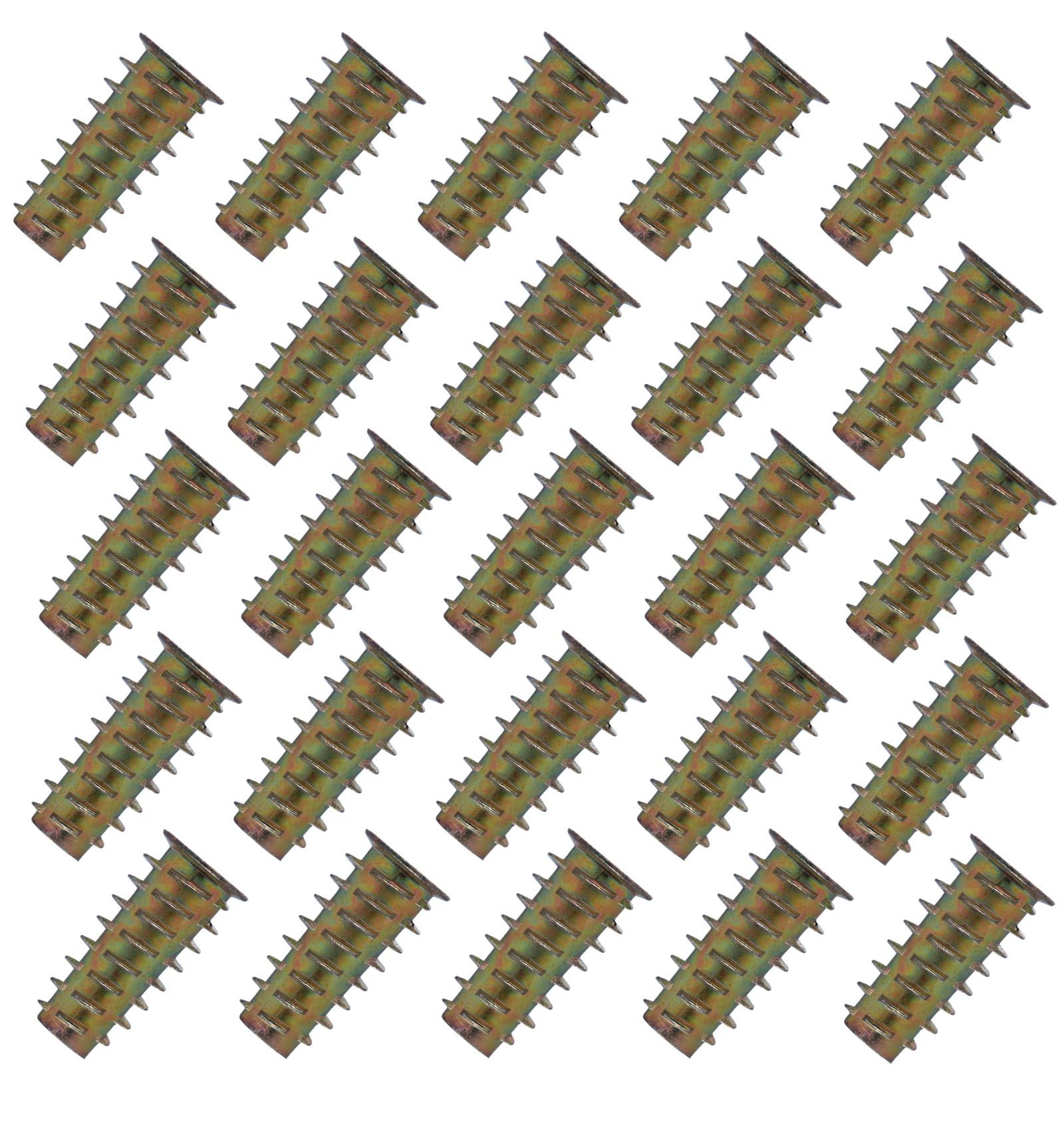 YoiYee M6 x 25mm Wood Insert Hex Socket Nuts - Threaded Flanged Hex Socket Nut Insert for Wood Furniture, DIY Projects - 20 Pack