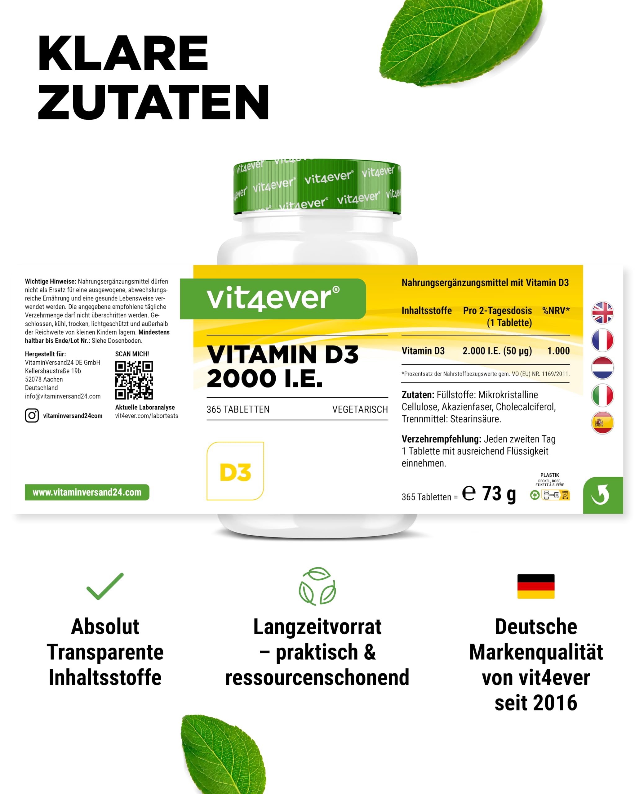 vit4ever Vitamin D3-365 Tabletten - 2000 I.E. 5