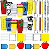 Honeydak 12 Set Teacher Gifts Bulk Thank You Teacher Gift Teachers Appreciation Gift Tumblers Cute Composition Books Sticky Notes Ballpoint Pens for Mentor Lecturer Counselor Educator (16 oz)