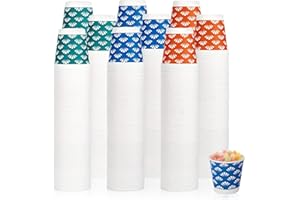 JollyPack 1200 Pack 3 oz Disposable Bathroom Paper Cups, Small Mouthwash Cups in Orange, Blue, and Green, Great for Candy, Biscuits, Bathroom Use, Parties, Picnics, and Travel