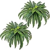 CQURE 45" Fake Ferns Artificial Plants Large,Set of 2 Artificial Boston Ferns Faux Hanging Plants for Outdoors Planter Home Garden Decor,60 Branches