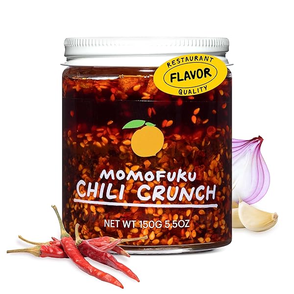 MOMOFUKU CHILI CRUNCH BY DAVID CHANG, (5.5 OUNCES), CHILI OIL WITH CRUNCHY GARLIC AND SHALLOTS, SPICY CHILI CRISP