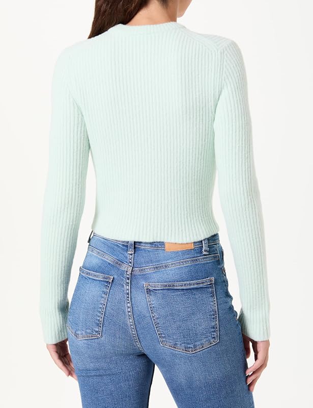 Sweatshirt de malha feminina, verde claro/pastel, M