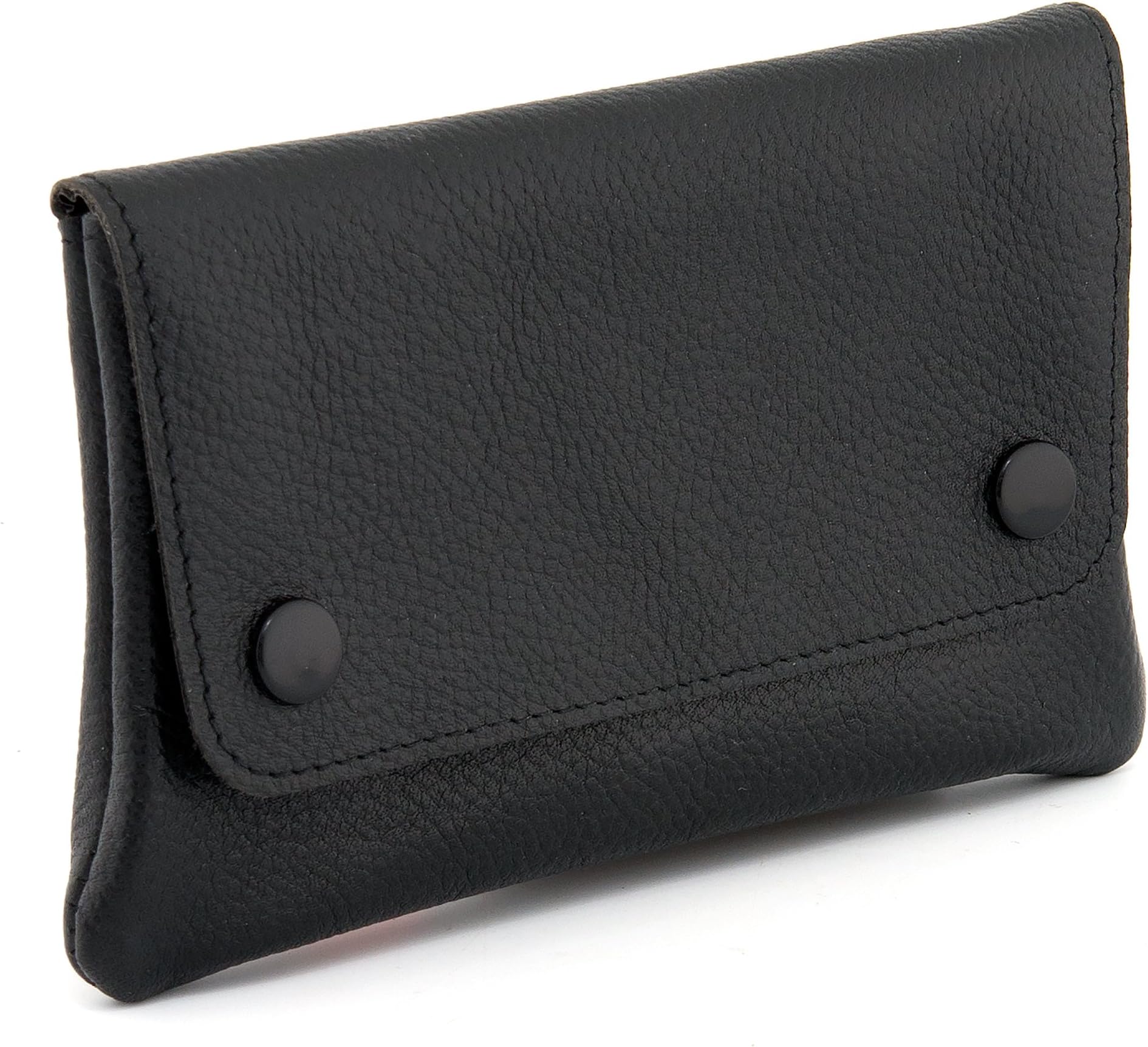 Genuine Leather Tobacco Pouch - Flap Over - Premium Quality (Black)