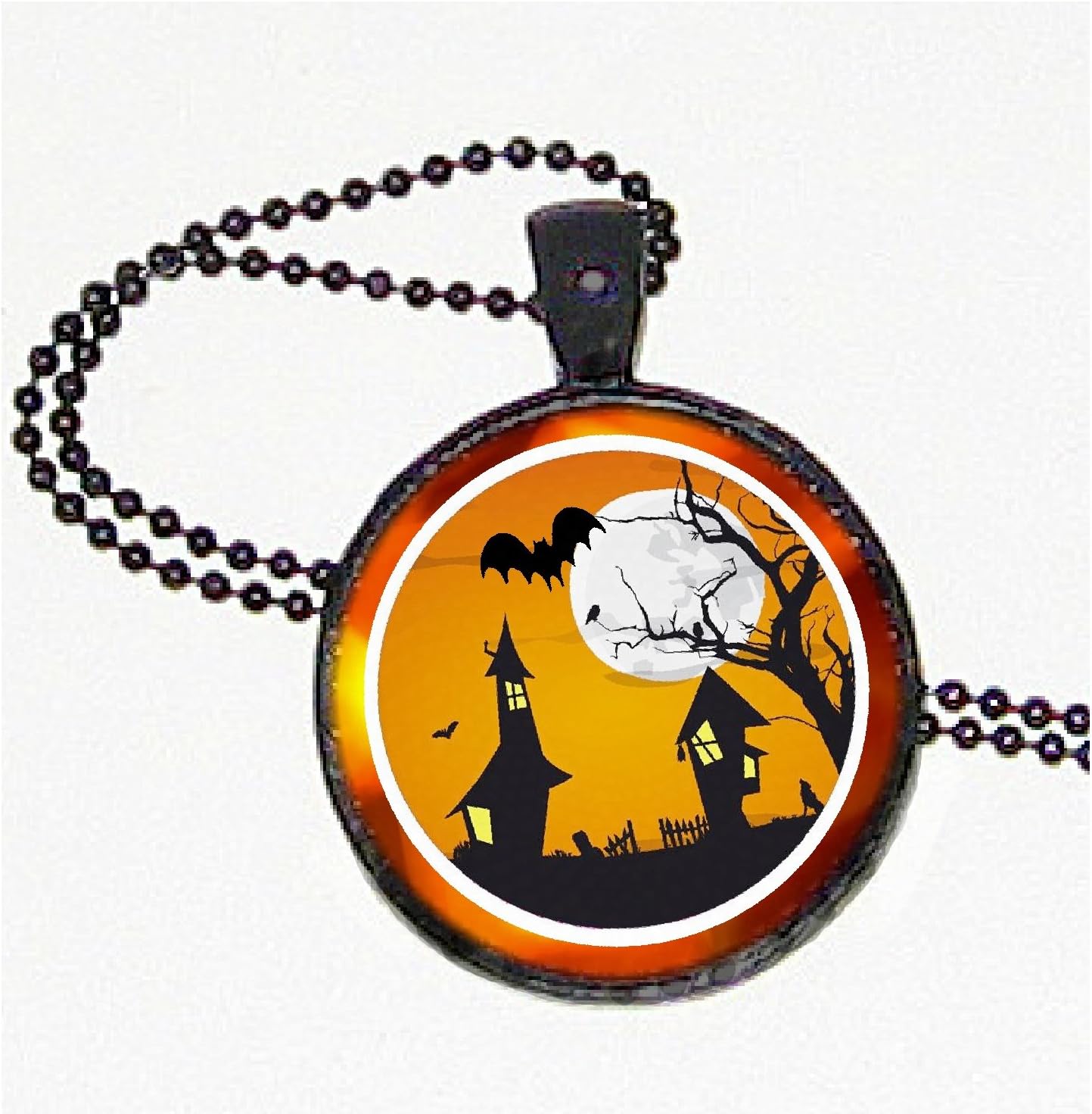 Halloween 'Nightwing' Spooky Pendant with 24" Matching Ball Chain
