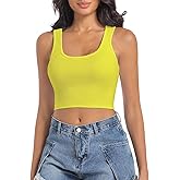 SanxiawaBa Women's Sleeveless Ribbed Crop Tops Crew Neck Stretchy Casual Basic Fitted Tank Top