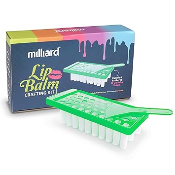 Milliard Lip Balm Crafting Kit - Includes Lip Balm Pouring Tray & 50 White 0.15oz (4.25g) Balm Tubes