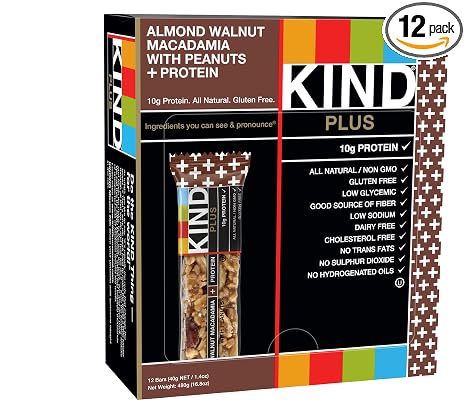 Kind Plus snack bar almond walnut macadamia + protein (602652170133)