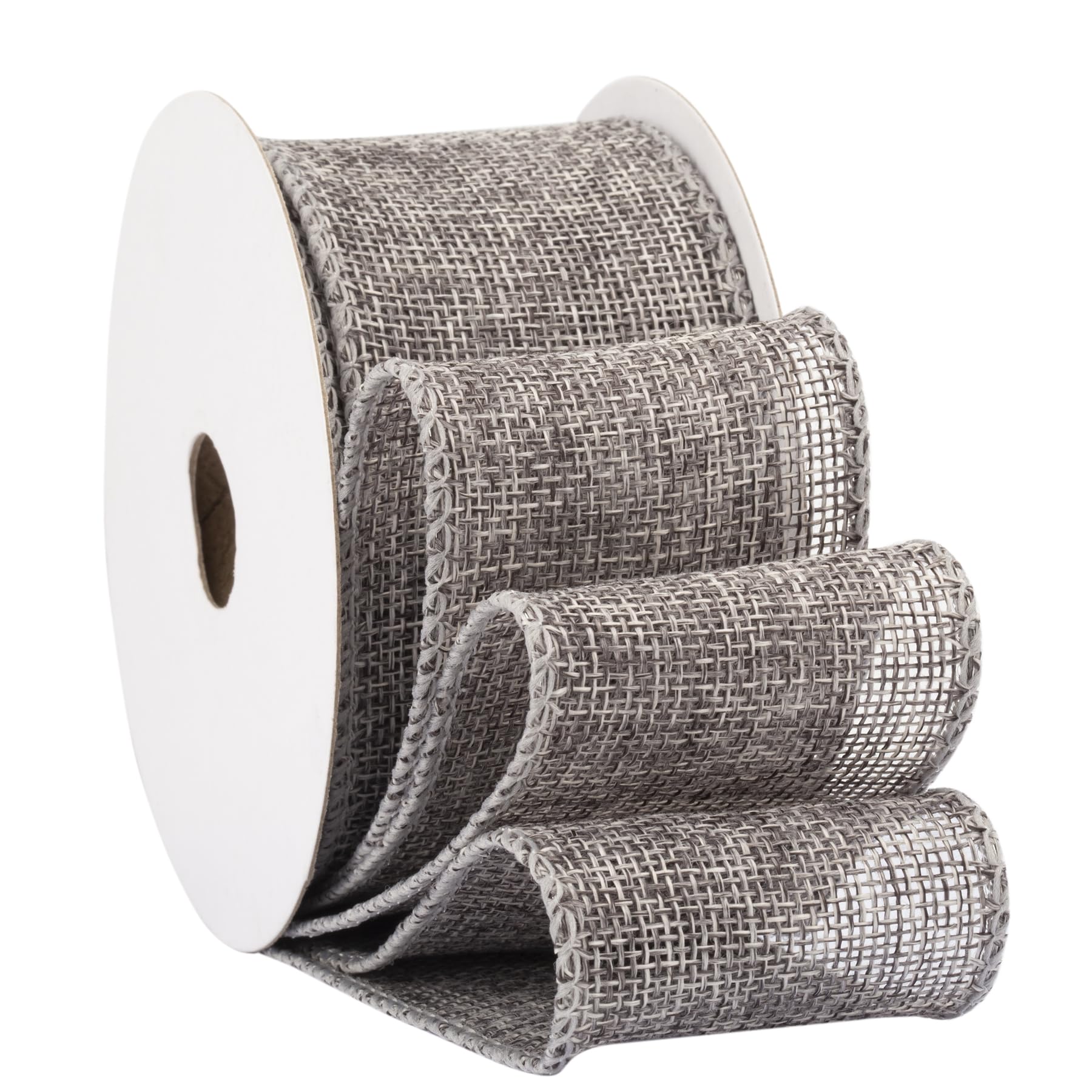 Fondersy 9-Meter Metal Grey Burlap Ribbon Wired Burlap Ribbon - 50mm Width for Gift Wrapping, Floral Arrangements, Wreath Making, and Christmas Decor