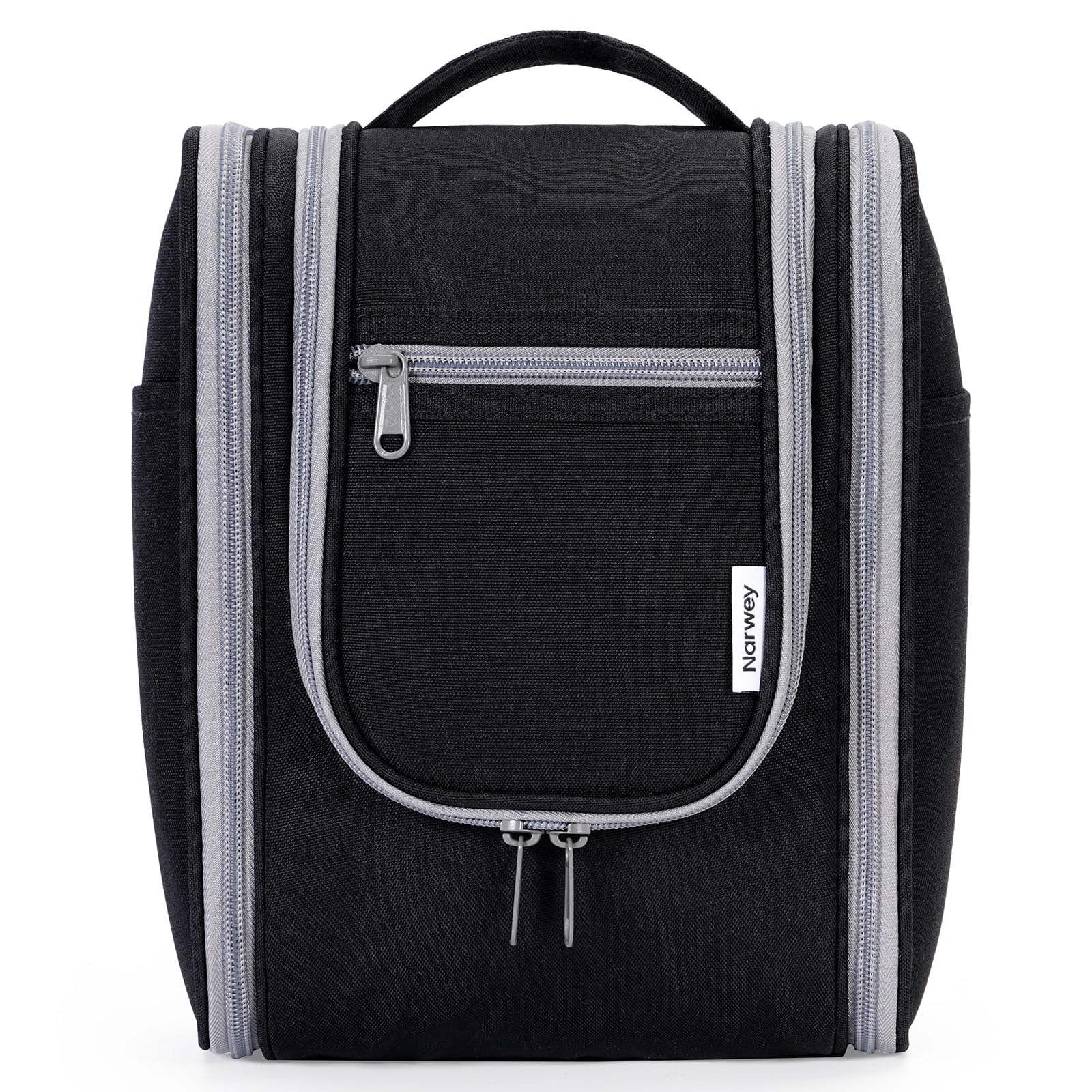 Narwey Travel Hanging Toiletry Wash Bag, Travel Toiletry Bags Toiletries Bag for Women, Washbag Makeup Cosmetic Organiser for Holiday Essentials Accessories (Black (Small))