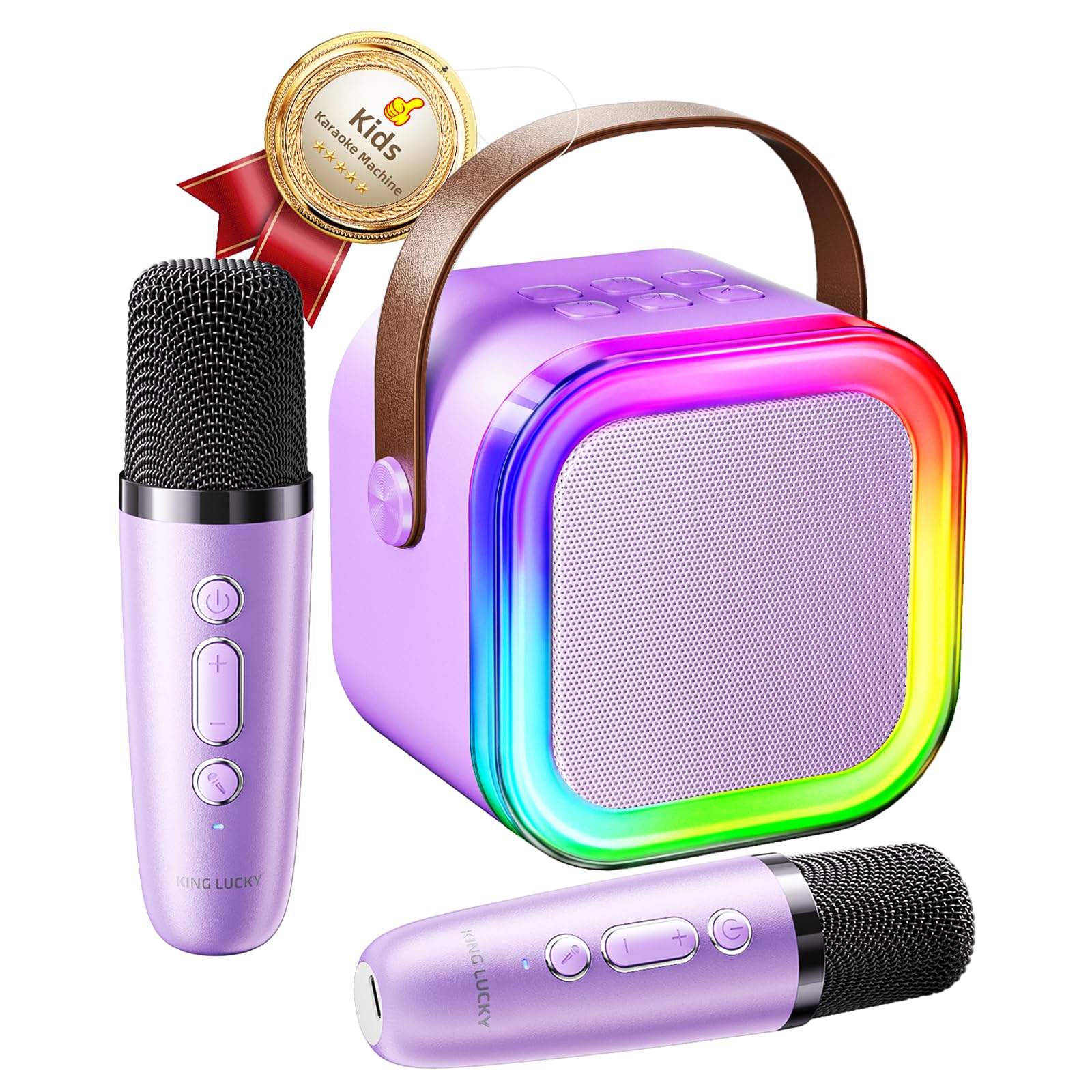 Photo 1 of Kinglucky Mini Karaoke Machine for Kids, Top Birthday Gift Pick for Girls Ages 3, 4, 5, 6, 7, 8, 9, 10, 11, 12 Years Old, Kids' Personal Video Players Accessories with 2 Mics & 5 Voice Effects, Purple
