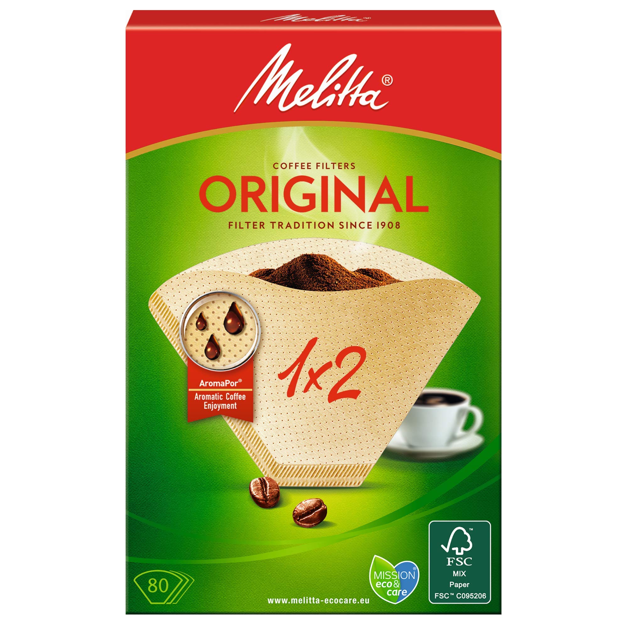 Melitta Filter Bags 1x2/80 Natural Brown Pack of 80