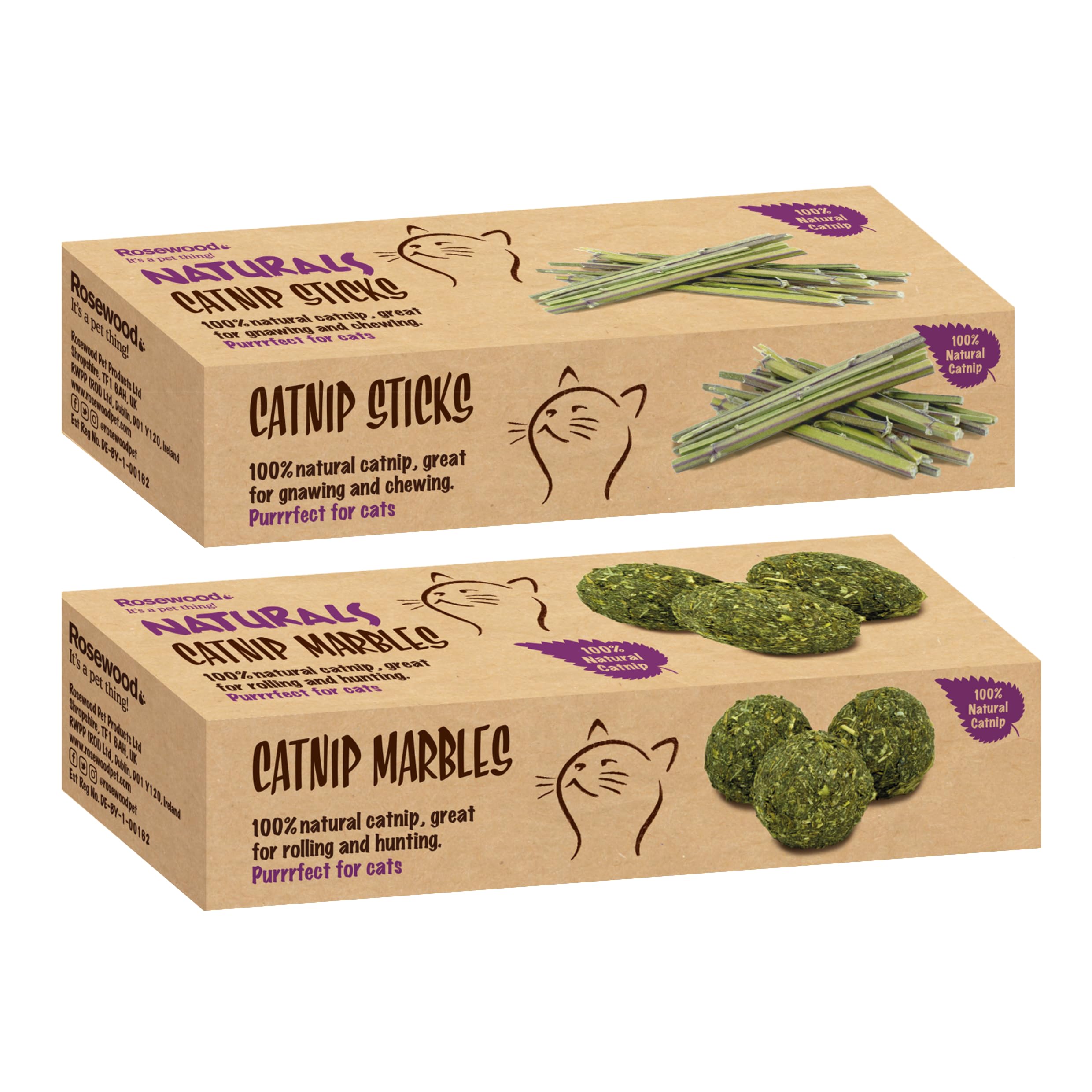 Rosewood Naturals Catnip Bundle for Cats - Includes Mini Catnip Marbles & Sticks, Natural Pet Toys, Interactive Play, Exercise, Healthy Activity for Indoor and Outdoor Cats