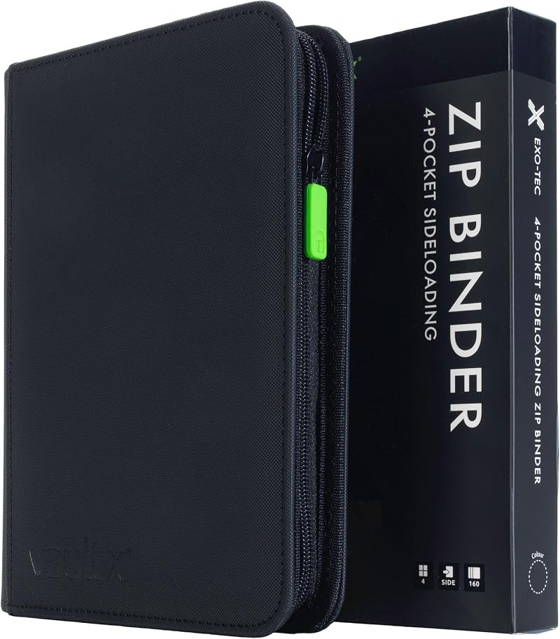 Vault X 4 Pocket Trading Card Binder Zip Album 160 Cards Exo-Tec Material Black