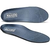 Walkhero Plantar Fasciitis Pain Relief Insoles High Arch Support Orthotic Shoes Inserts, Relieve Flat Feet and Foot Fatigue (Mens 10-10 1/2 | Womens 12-12 1/2, Gray)