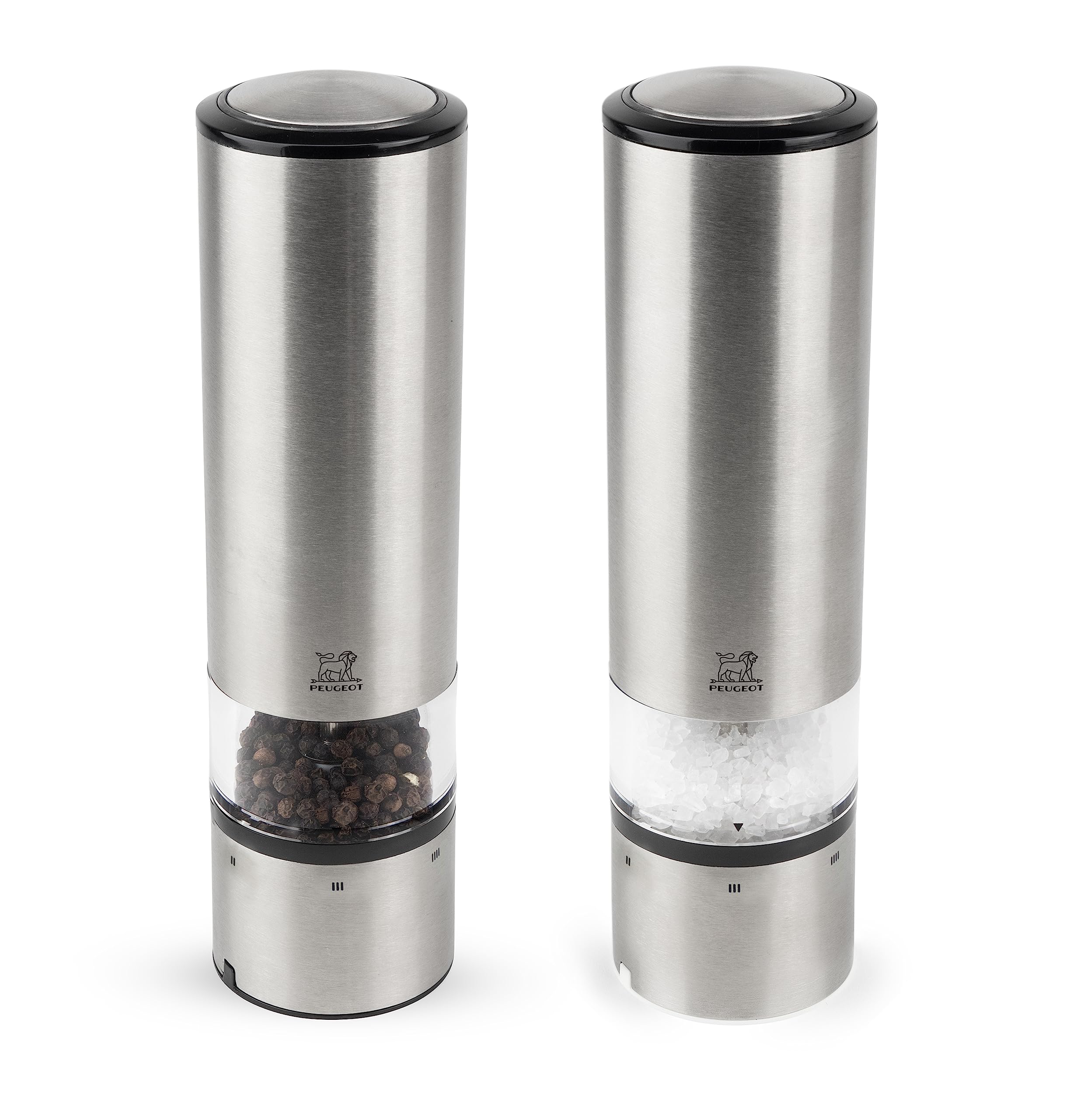 Photo 1 of Peugeot - Elis Sense u'Select Electric Salt and Pepper Mill Set - Adjustable Grinders, Battery Powered - Blue LED Light, Stainless Steel, 8-inches