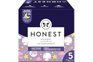 The Honest Company Clean Conscious Overnight Diapers | Plant-Based, Sustainable | Starry Night | Club Box, Size 5 (27+ lbs), 44 Count