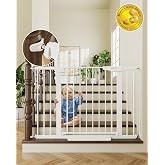Cumbor 30-46" Baby Gate for Stairs, Auto Close Dog Gate for Doorways White | Toddler Safety Essentials for the House, Mom's Choice Awards Winner-Easy Install Pressure/Hardware Mounted Pet Gate for Dogs