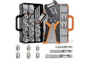 Preciva 3-Size Grommet Tool Kit - 1/2" 1/4" 3/8" Hole Punch & Eyelet Setting Tool with 300Pcs Grommets | Handheld Eyelet Plier for Tarps, Tents, Canvas, Vinyl & Leather Crafting