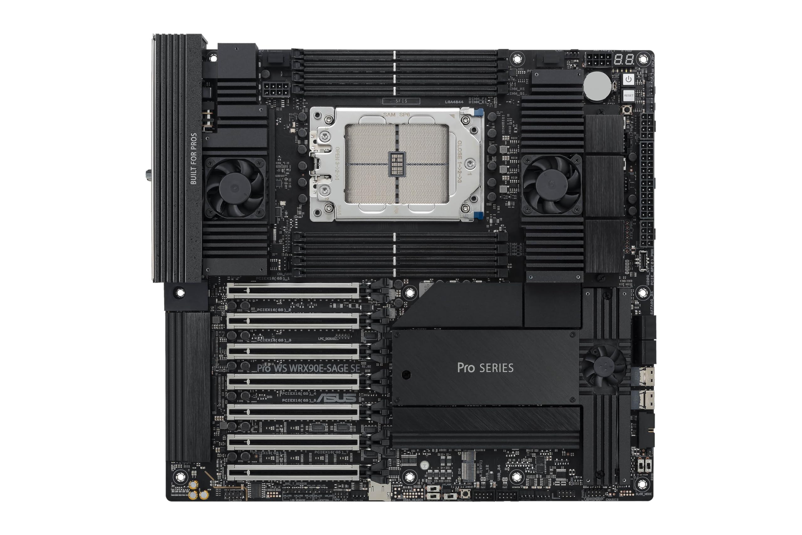 ASUS Pro WS WRX90E-SAGE SE EEB Workstation Motherboard, AMD Ryzen™ Threadripper™ PRO 7000 WX-Series, ECC R-DIMM DDR5, 32 Power-Stage,7xPCIe 5.0x16, PCIe 5.0 M.2, 10Gb & 2.5Gb LAN, Multi-GPU Support