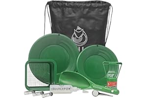 Sluice Fox Backpack Gold Prospecting kit with Classifier: Two Spiral Gold Pans, Plastic Gold Shovel or Pay Dirt Scoop and Black Sand Gold Separator Magnet