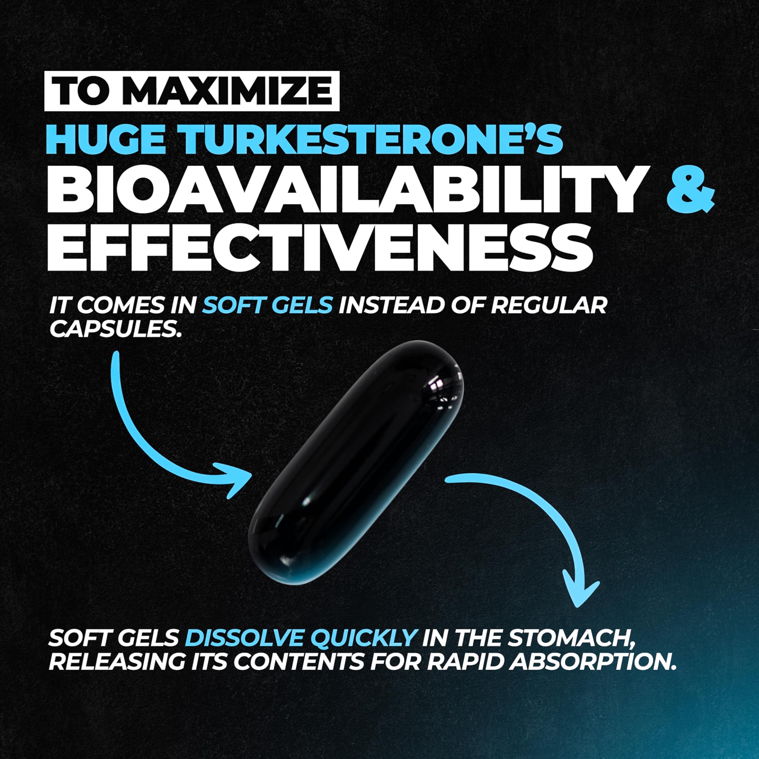 Turkesterone Supplement (500mg) Ajuga Turkestanica Extract, Improve Lean Muscle Mass, Exercise Performance, Improve Muscle Recovery with Our Softgel Absorption Technology (60 Softgels)