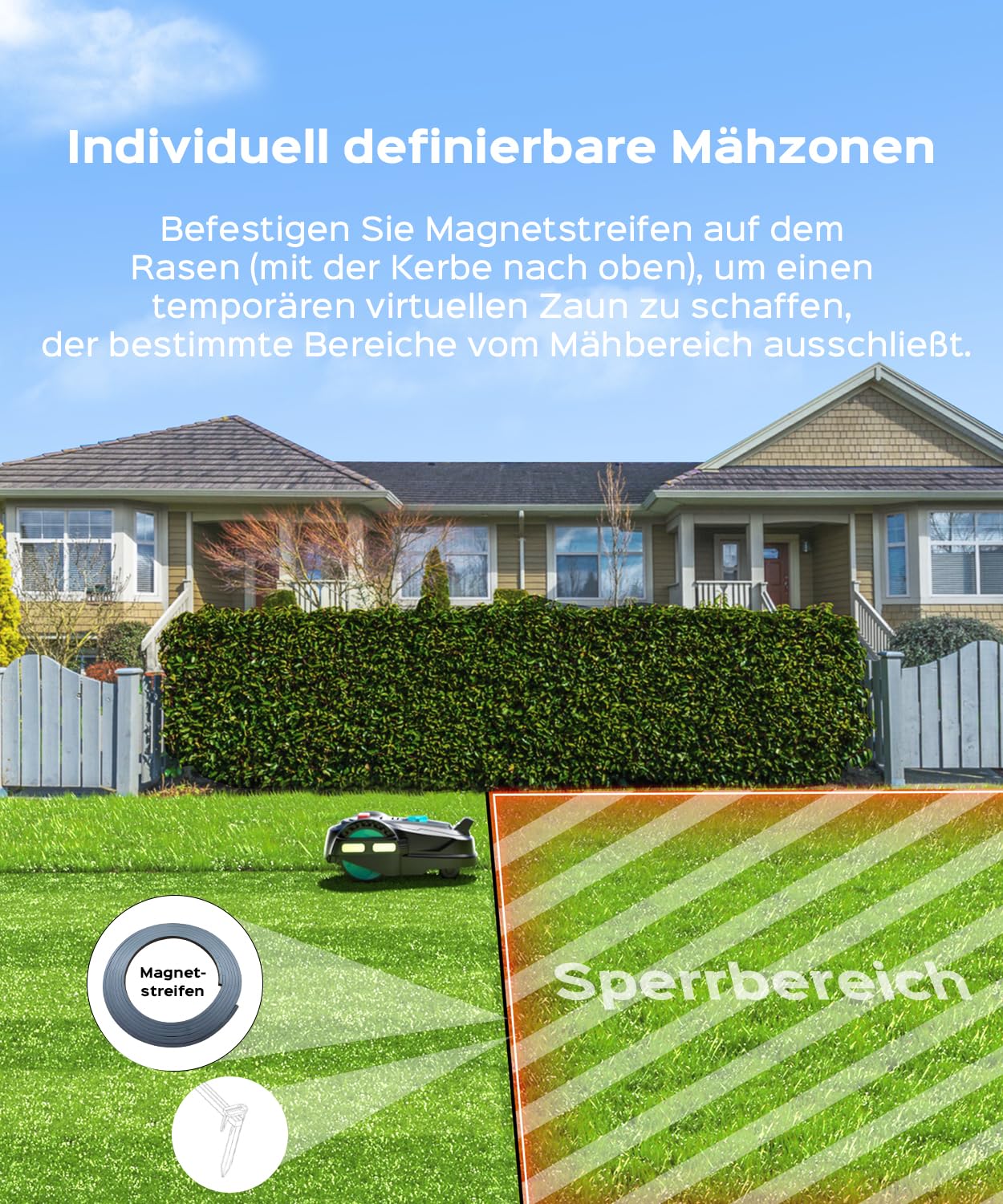 YARDCARE M800Plus Mähroboter ohne Begrenzungskabel,GPS Positionierung,Empf.800m²,KI Vision,U-förmiger Schnitt,Rasenmäher Roboter ohne Kabel, Smarte Hinderniserkennungen,App（Dunkelschwarz und Weiß） 7