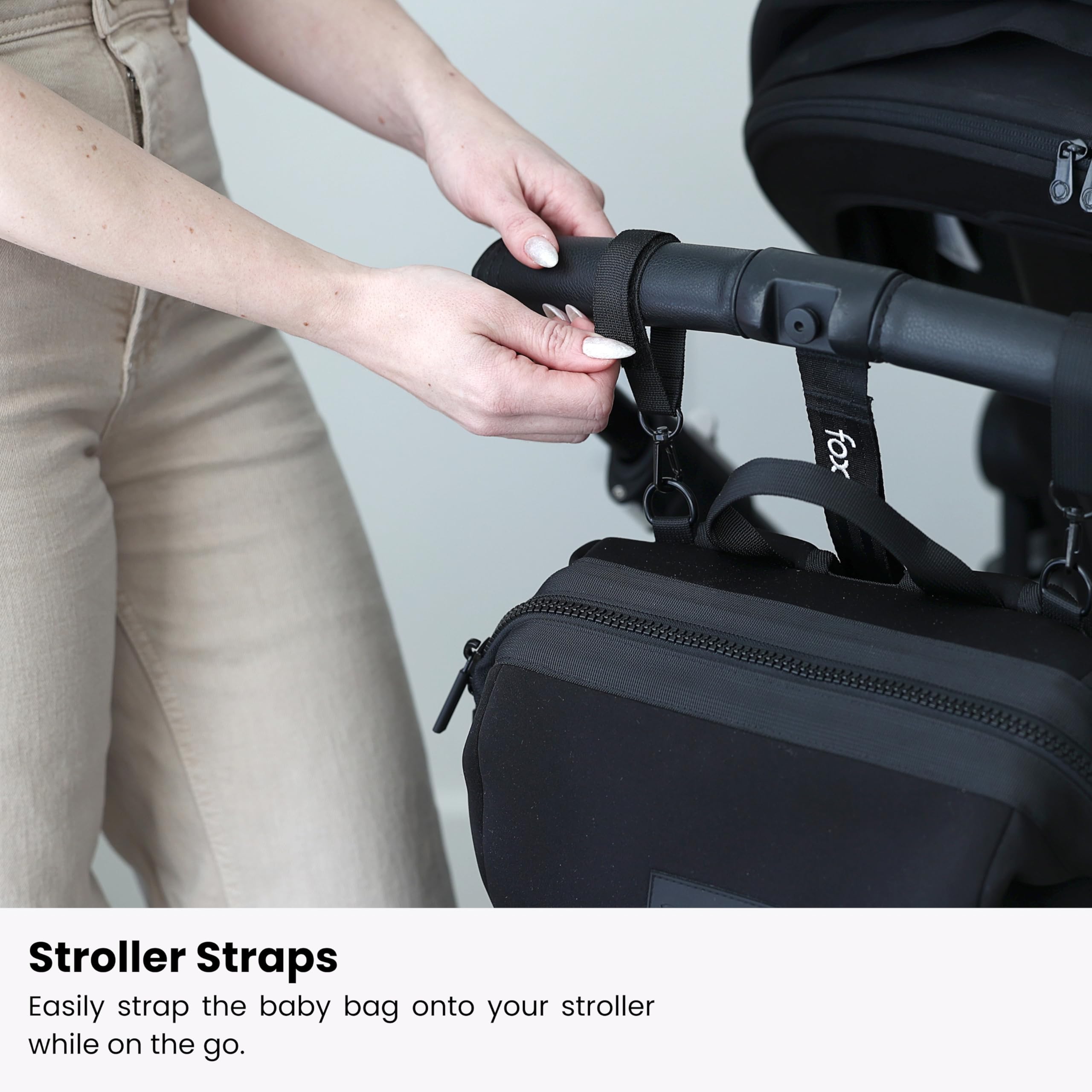 Augie Dean Neoprene Diaper Bag Backpack with Front Fold Changing Station- Multifunctional Diaper Bag with 2 Stroller Straps- Versatile Storage- Stylish for Mom & Dad