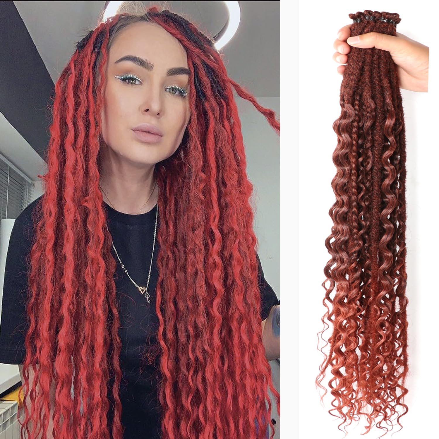 24 Inch Synthetic Dreadlock Extensions Hippie Single Ended Dreads 0.6 cm Width Loc Extensions Reggae Style Crochet Hair for Women (T1B/350, 3 Styles Mixed 24 Inch(6 Strands)) — image 1