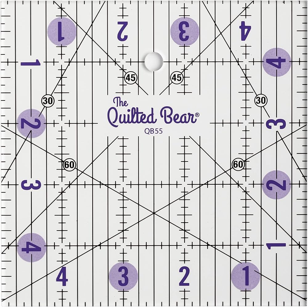 The Quilted Bear Quilting Rulers 5x5 Transparent Non-Slip Acrylic
