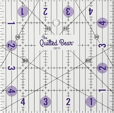 The Quilted Bear Quilting Rulers 5x5 Transparent Non-Slip Acrylic