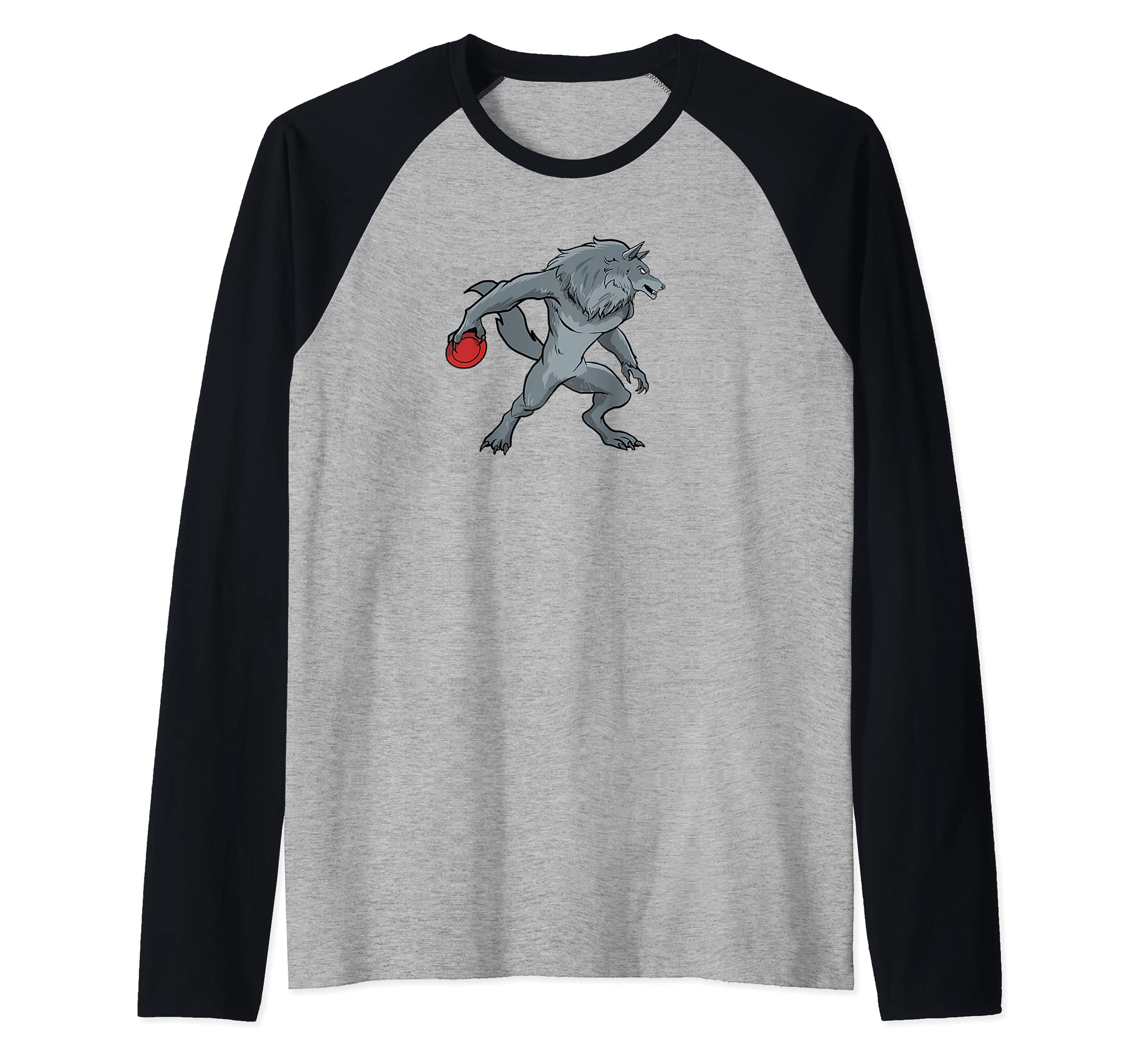 Disc Golf Wolf - Frolf Frisbee Golf Raglan Baseball Tee
