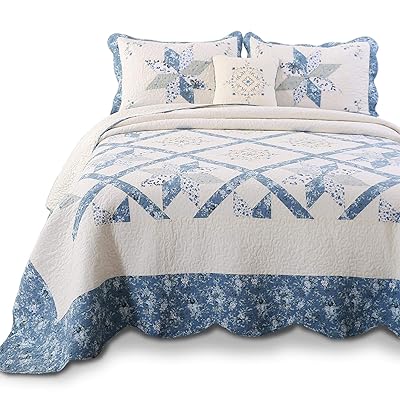 KASENTEX Luxurious Patchwork Embroidery Bedspread 100% Cotton