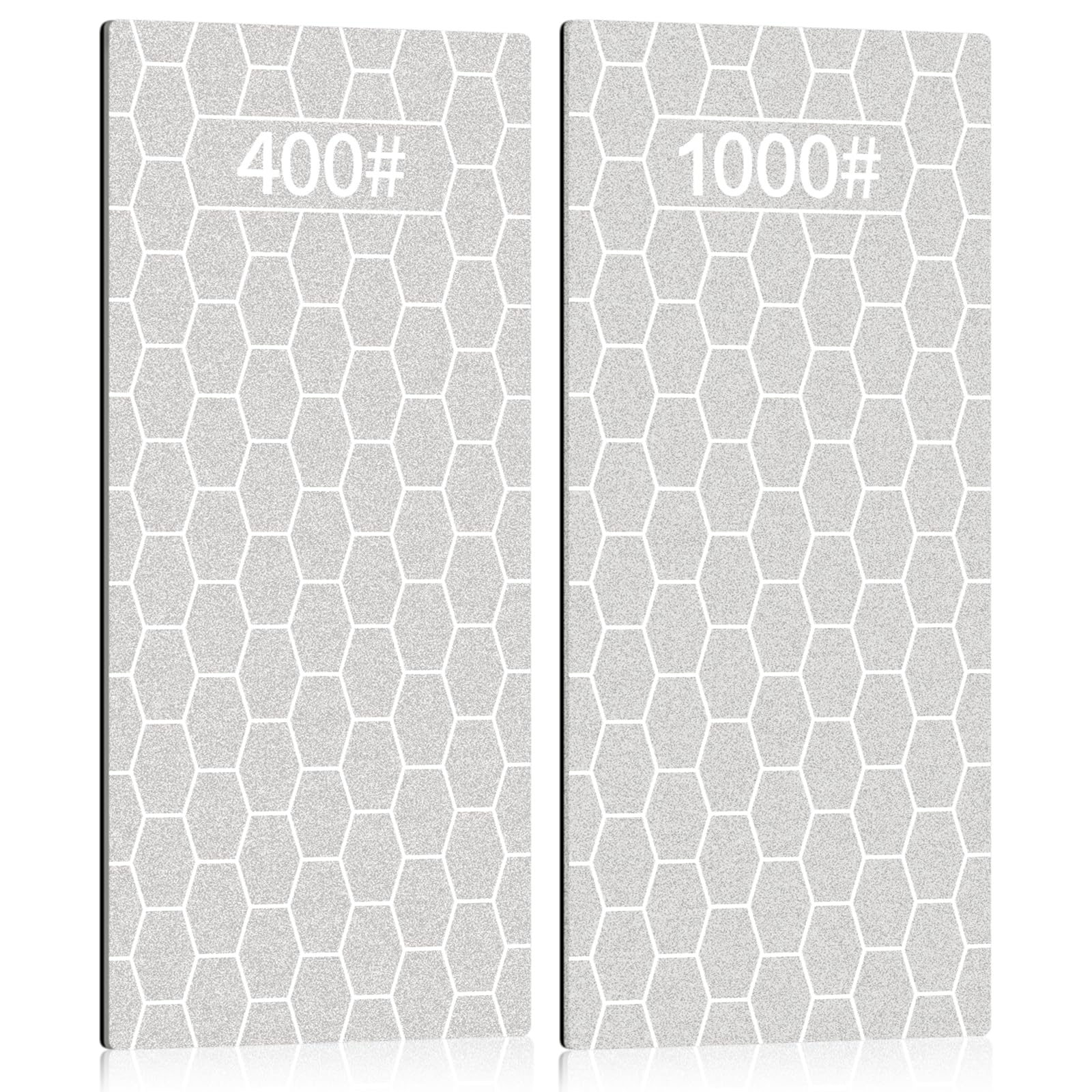 2PCS Diamond Sharpening Stone, Kalolary Knife Sharpener Stone Whetstone Honeycomb Surface Diamond Sharpener Plate with Non-Slip Pad for Pocket Knives Scissors, Outdoor Kitchen Tools (400/1000 Grit)