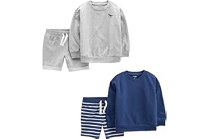 Simple Joys by Carter's baby-boys 4-piece French Terry Long-sleeve Shirts and Shorts Playwear SetPlaywear sets