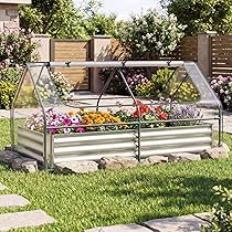 SAFSTAR Galvanized Garden Bed with Detachable Greenhouse Cover