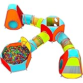Playz 7pc Kids Play Tent with 1 Big Ball Pit for Babies, 3 Play Tunnel for Toddlers, and 3 Pop Up Tents Playhouse Bundle, Bes