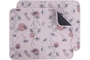 IEUUMLER Washable Pee Pads for Dogs, 2 Pack Non-Slip & Waterproof Pack Whelping Pad, Reusable Washable Puppy Potty Training Pad with Fast Absorbent for Playpen EU007 (Pink Daisy, 24"X18"-2pcs)