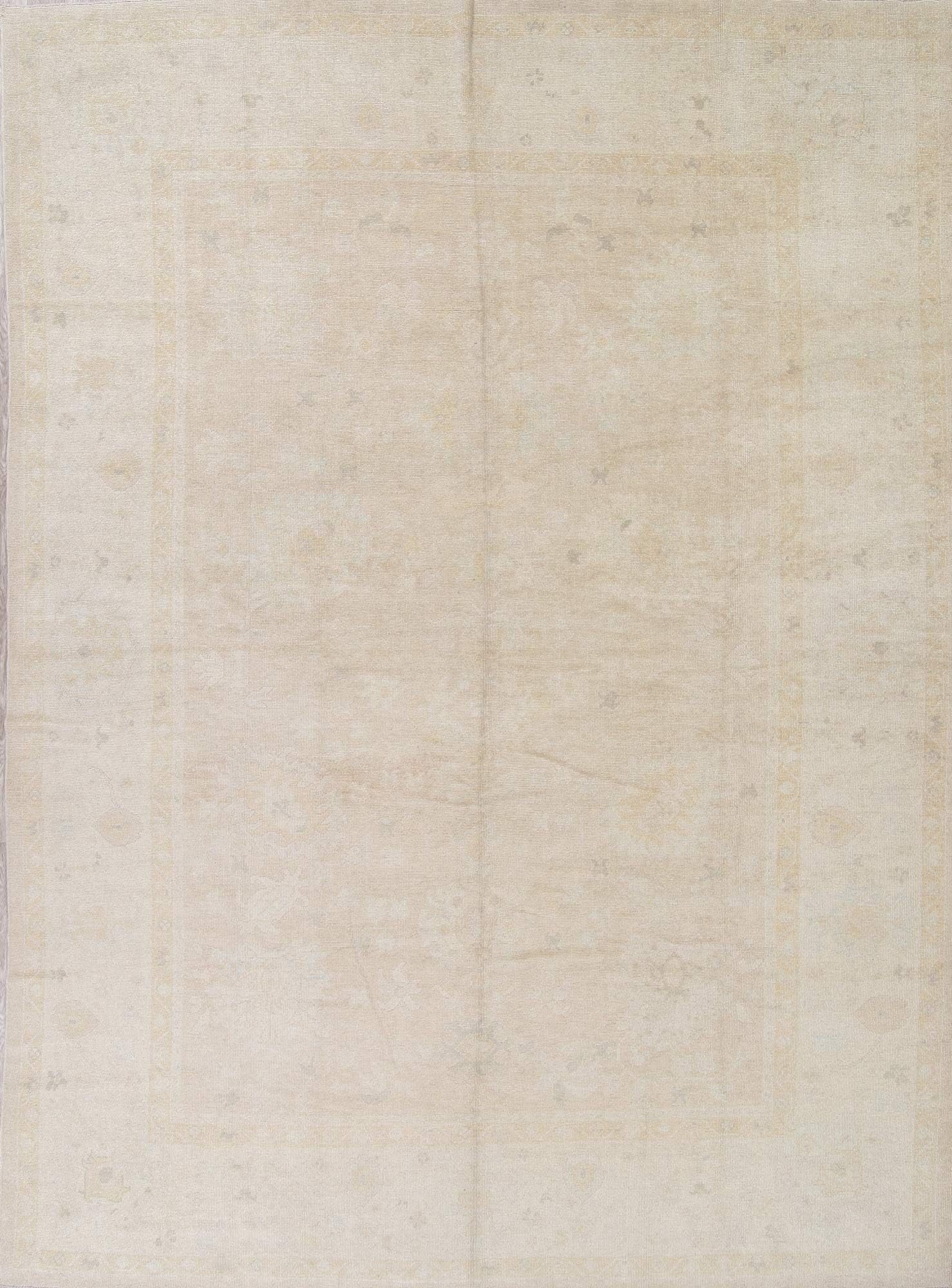 Rug Source One-of-A-Kind New Oushak All-Over Hand-Knotted 11x15 Beige Wool Oriental Area Rug (15' 6" X 11' 5")