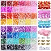 1200PCS Abacus Glass Beads for Jewelry Making, 48 Colors Gemstone Rondelle Beads for Bracelets Making Kit, Crystal Bead for Necklace DIY Crafts, 5x8mm, Solid, Crackle, Gradient Colors