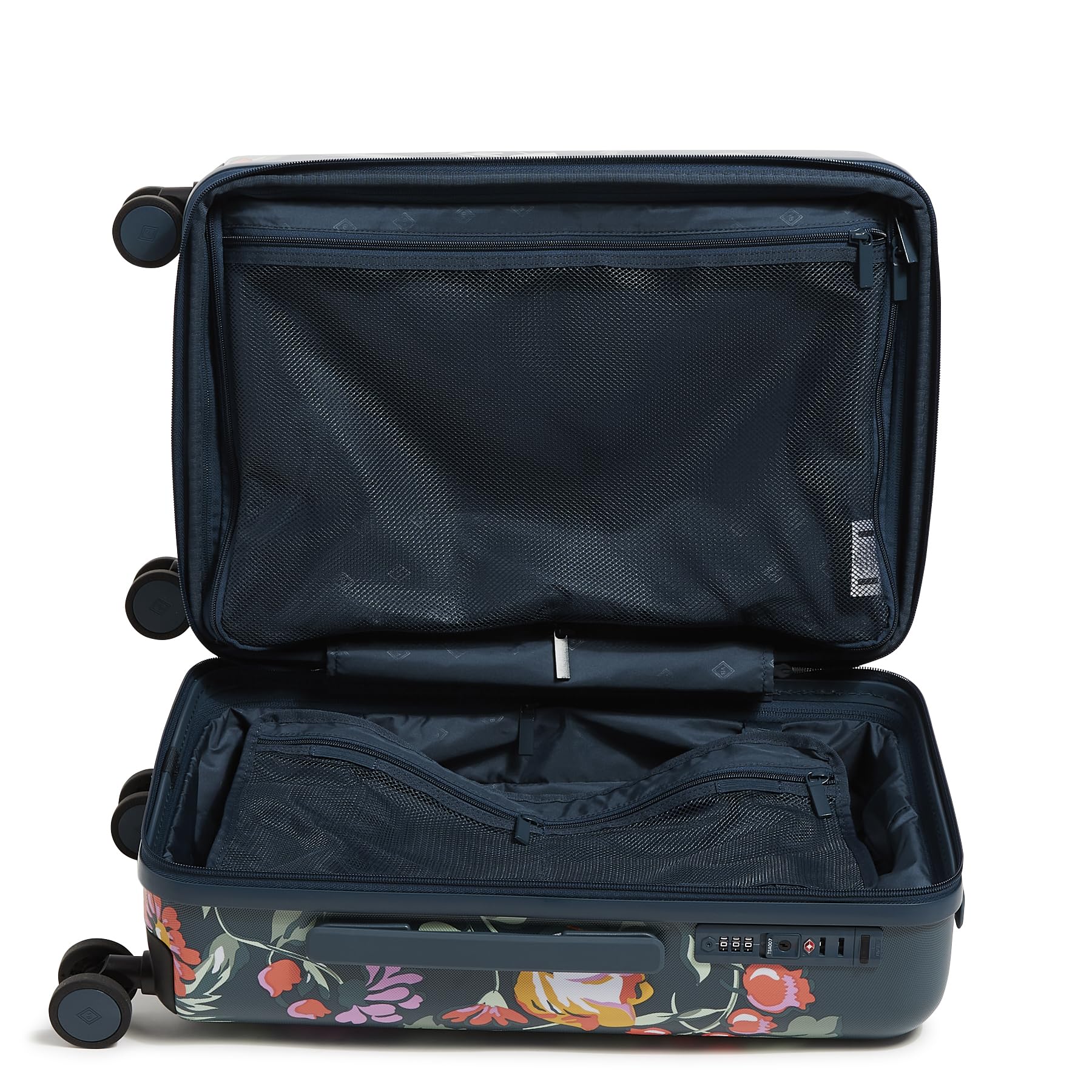 Vera Bradley Women's Hardside Rolling Suitcase Luggage, Fresh-Cut Floral Green, 22